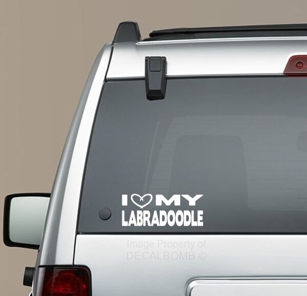 I Heart my Labradoodle decal sticker - puppy treat Labrador Retriever Poodle mix