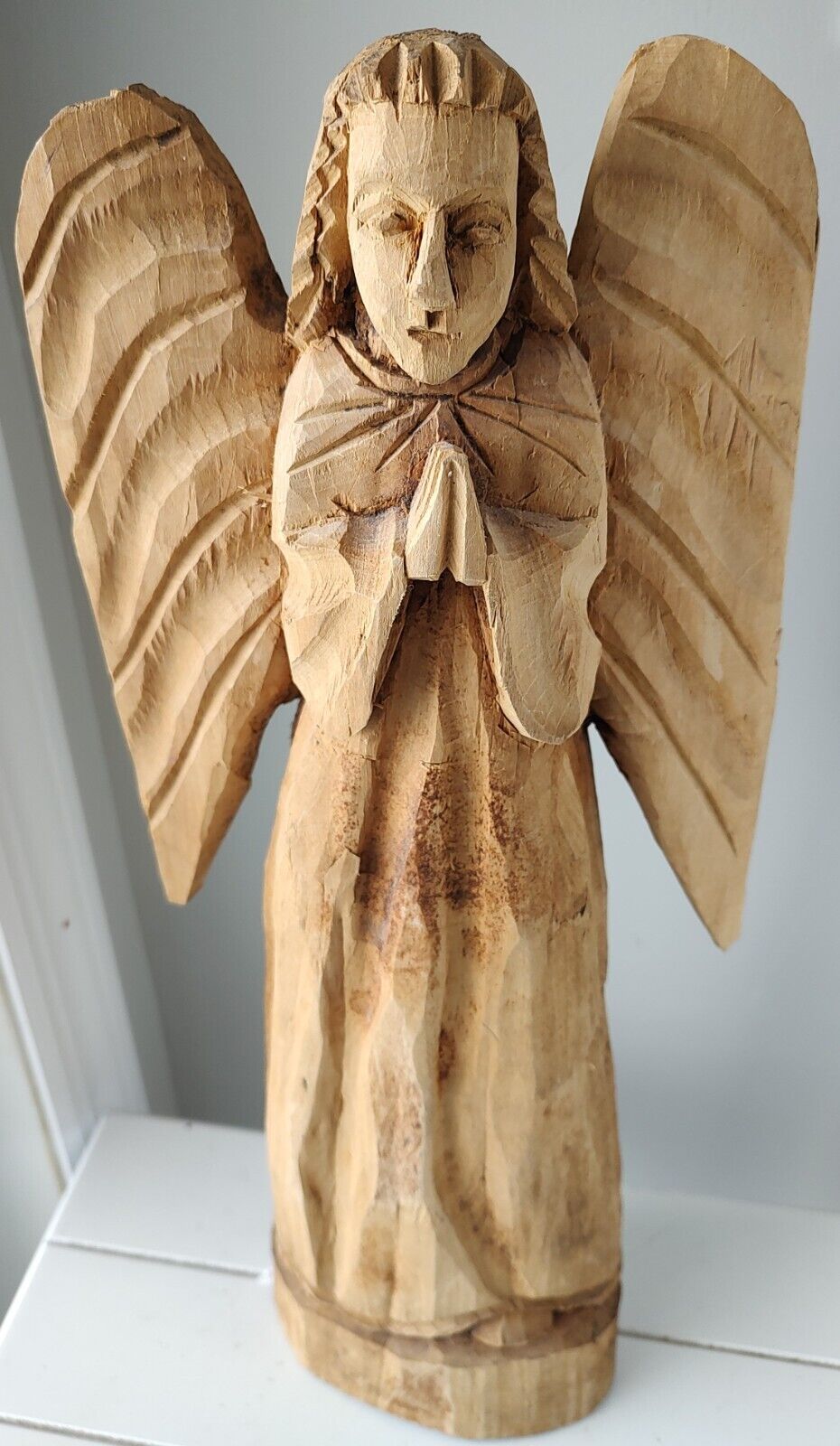 Large Wood Hand Carved Angel Figure Statue 18\