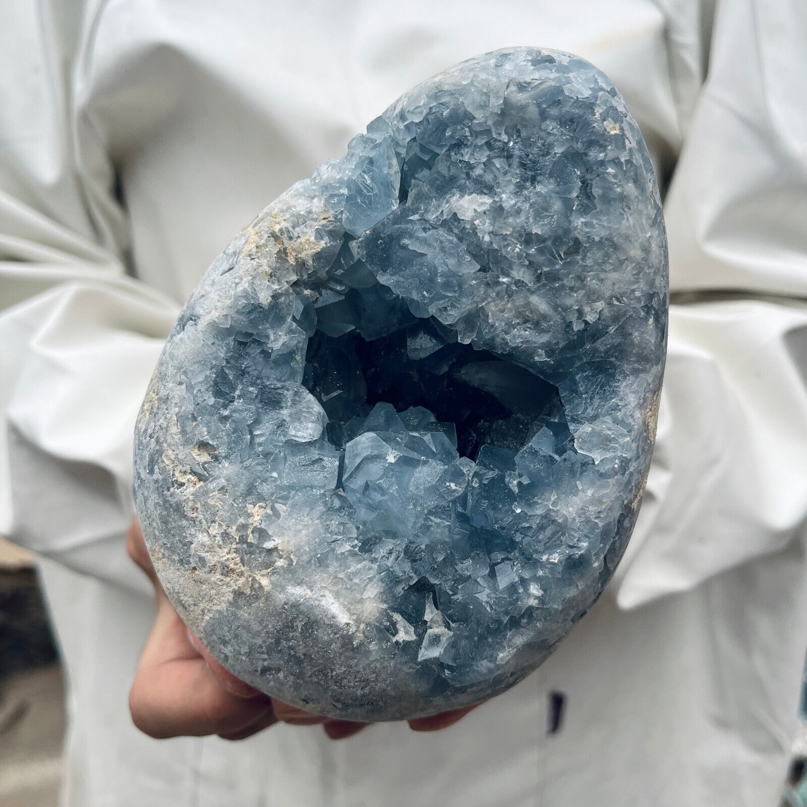 5.1lb Large Natural Blue Celestite Crystal Geode Quartz Cluster Mineral Specime