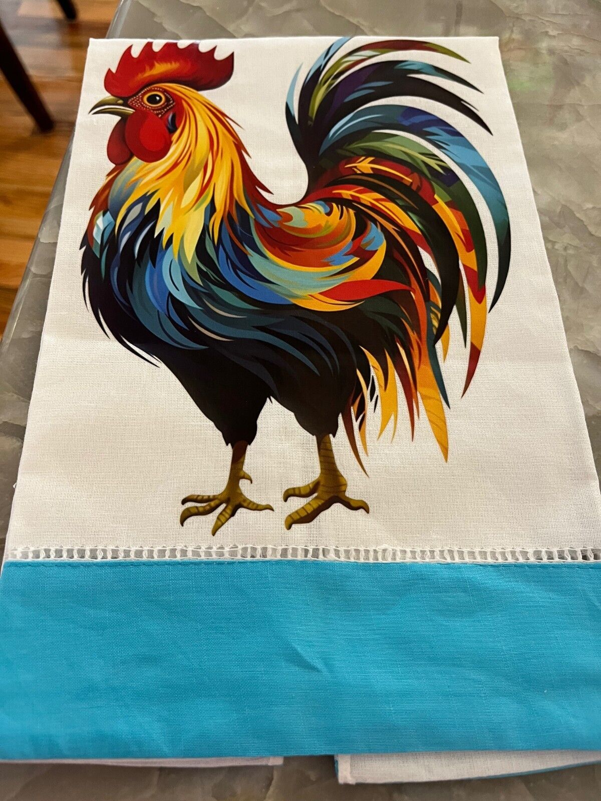 Rooster tea towel