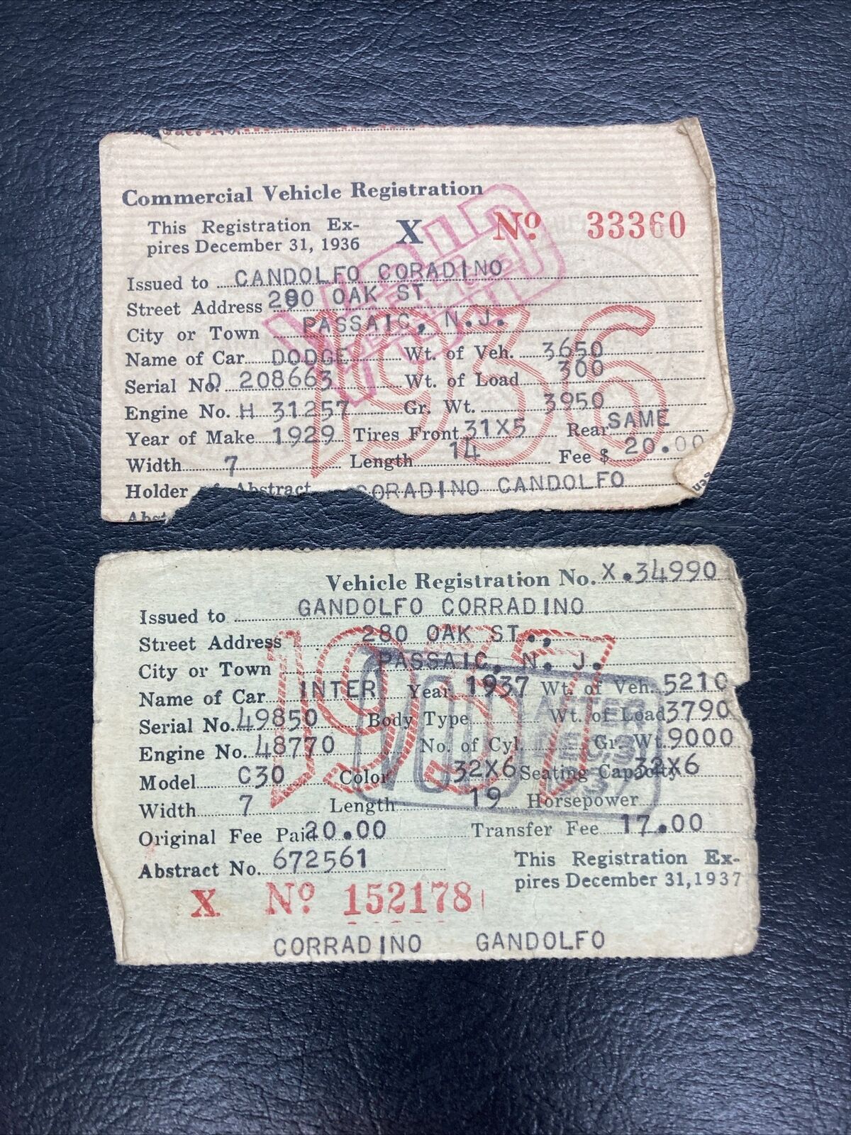 1936-37 Vehicle Registration And Commercial Vehicle Registration / Joe Corradino