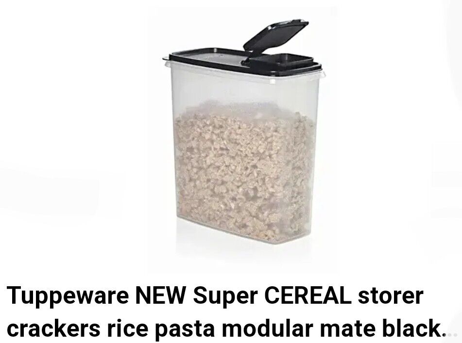 Tupperware Modular Mates Super Large Cereal Storer Black Fliptop Seal 20 Cup