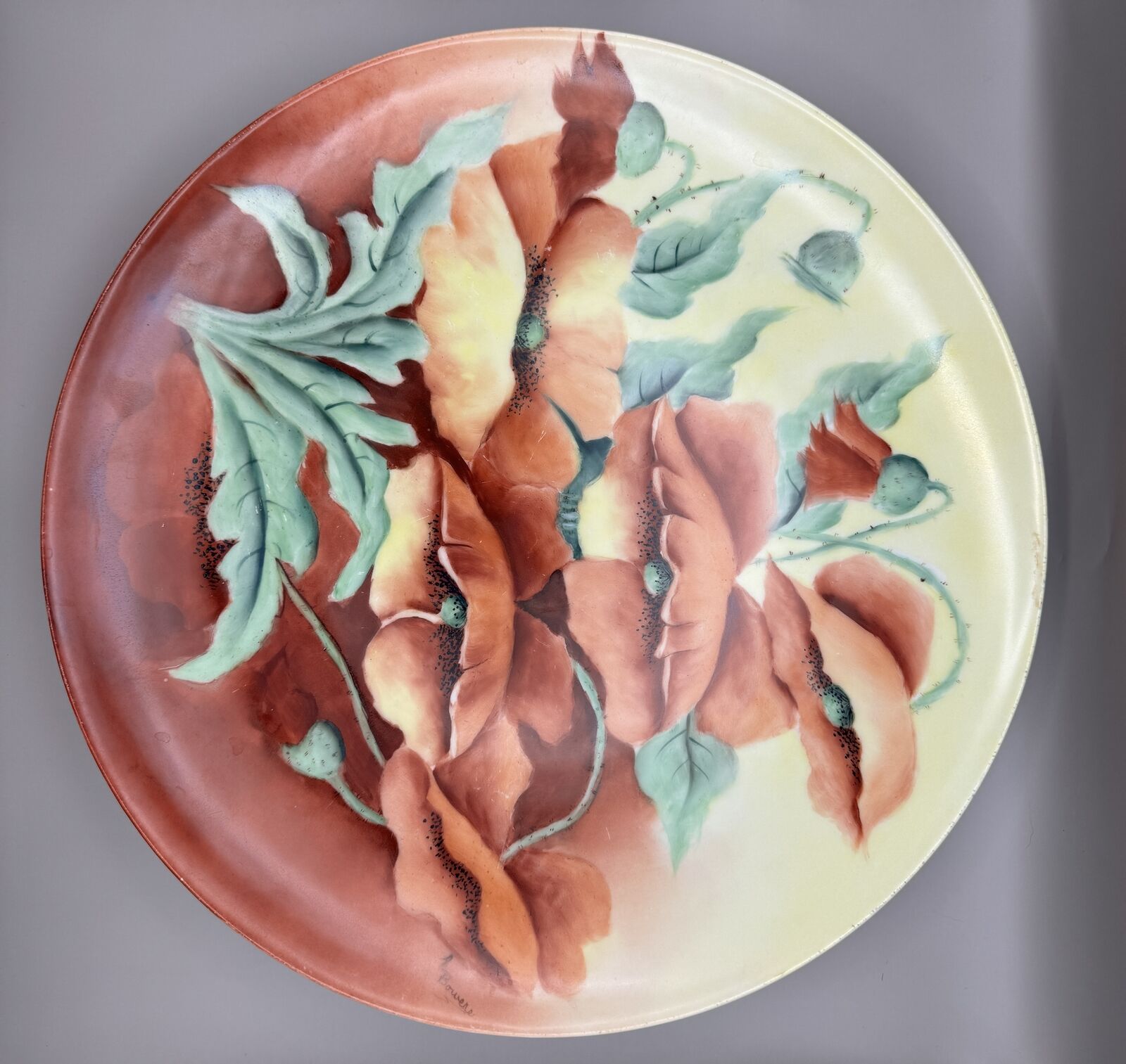 LS&S Limoges France Hand-Painted Plate, Artist Signed, Floral Design