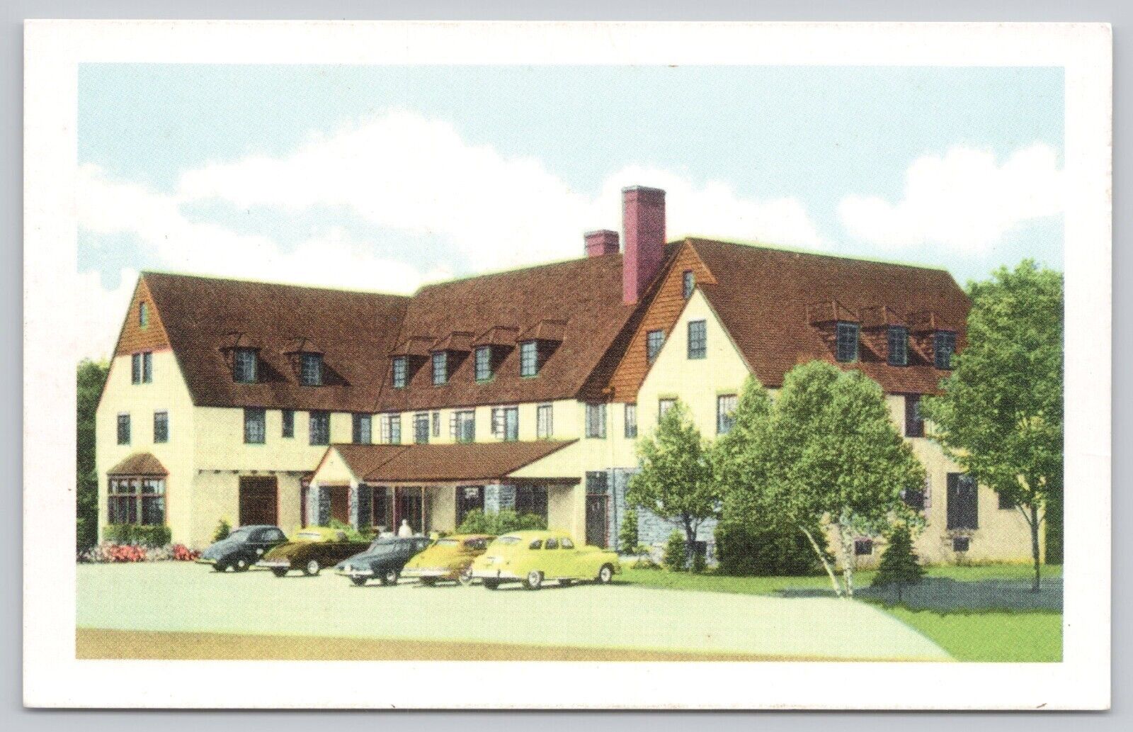 The Settler\'s Inn Hawley Pennsylvania PA Vintage Lithograph Postcard Main Avenue