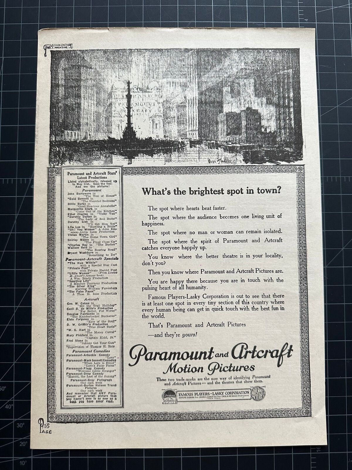 Vintage 1920s Paramount Pictures Print Ad