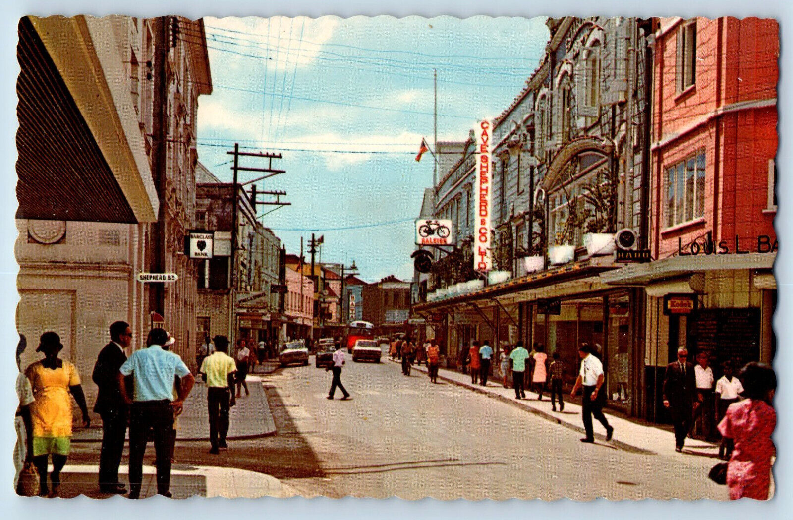 Barbados W.I. Postcard Broad Street Bridgetown c1950's Unposted Vintage