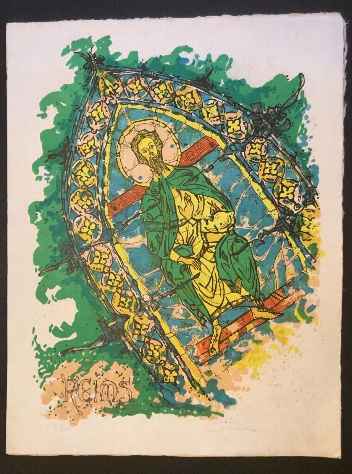 Catholic Art - Christ - Reims Cathedral - Original Serigraph - Signed / Numbered