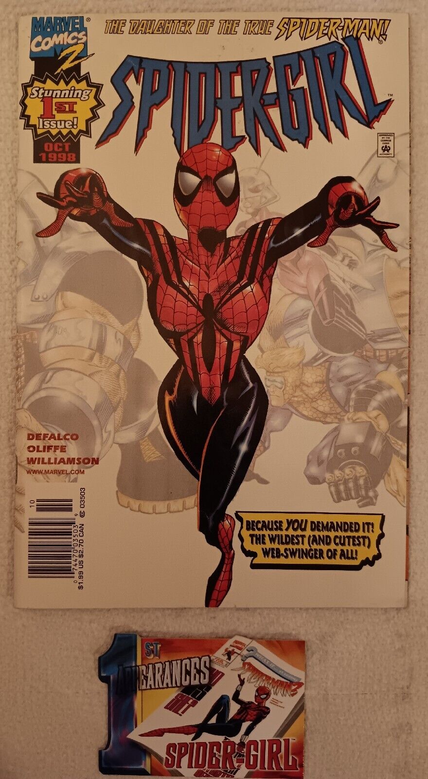 Spider-Girl 1 Marvel Comic 1998 Daughter Of Spider-Man 1st Issue, with Card.