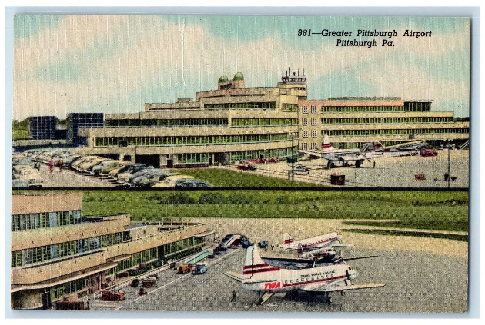 c1940\'s Airplanes, Greater Pittsburgh Airport Pittsburg Pennsylvania PA Postcard