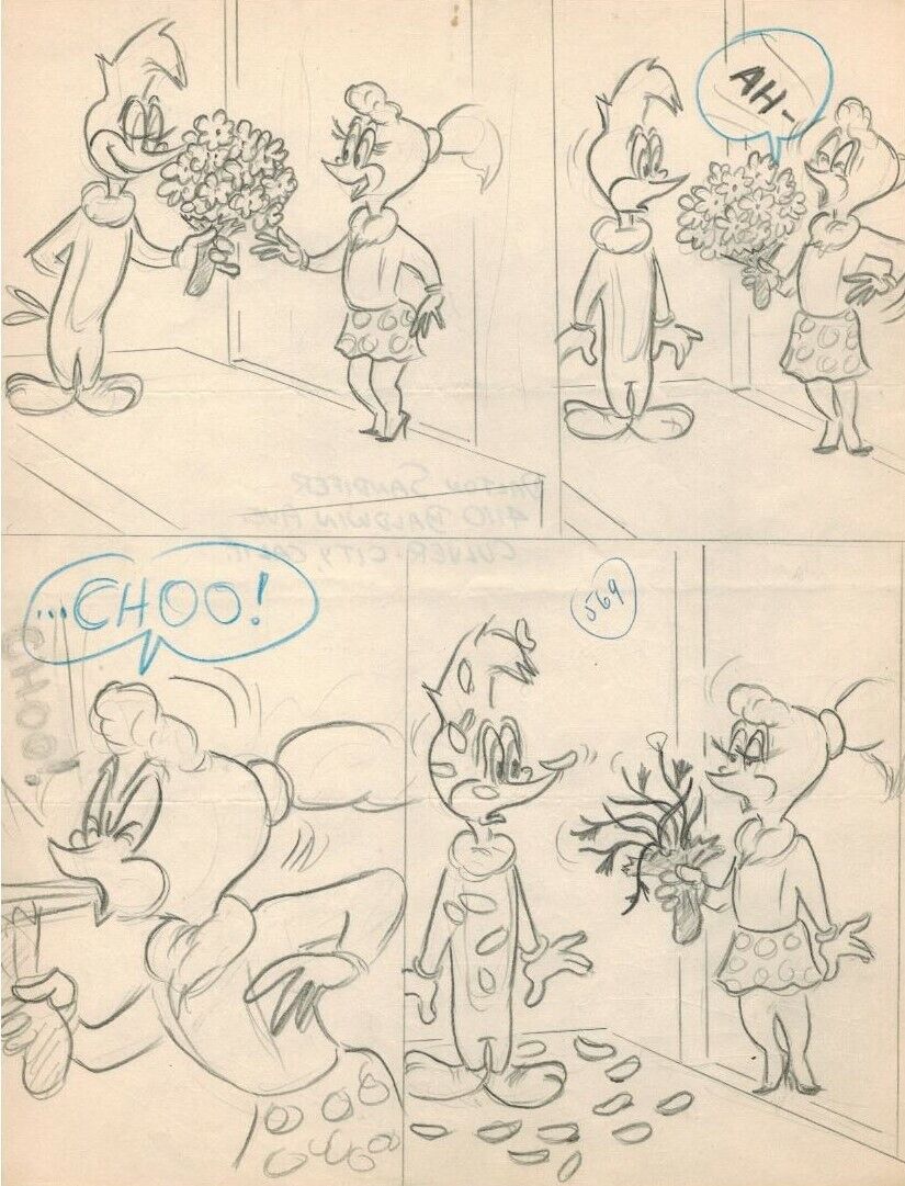 1950's/1960's WOODY WOODPECKER ORIGINAL ART PRELIM PAGE DRAWING COMICS/CARTOON?