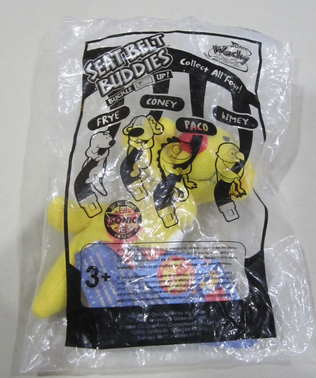 SONIC Wacky Pack Kid Meal Free Toy FRYE 2006 Seatbelt Buddies New Sealed Bag