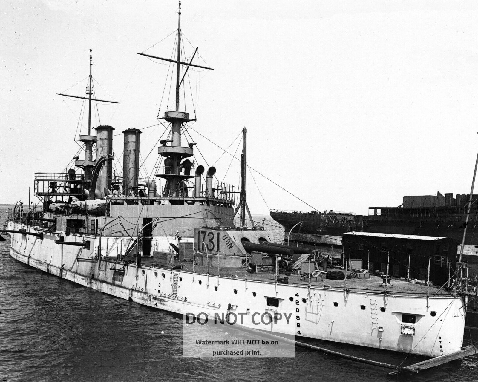 USS ILLINOIS (BB-7) BATTLESHIP, CIRCA 1901 - 8X10 PHOTO (OP-979)