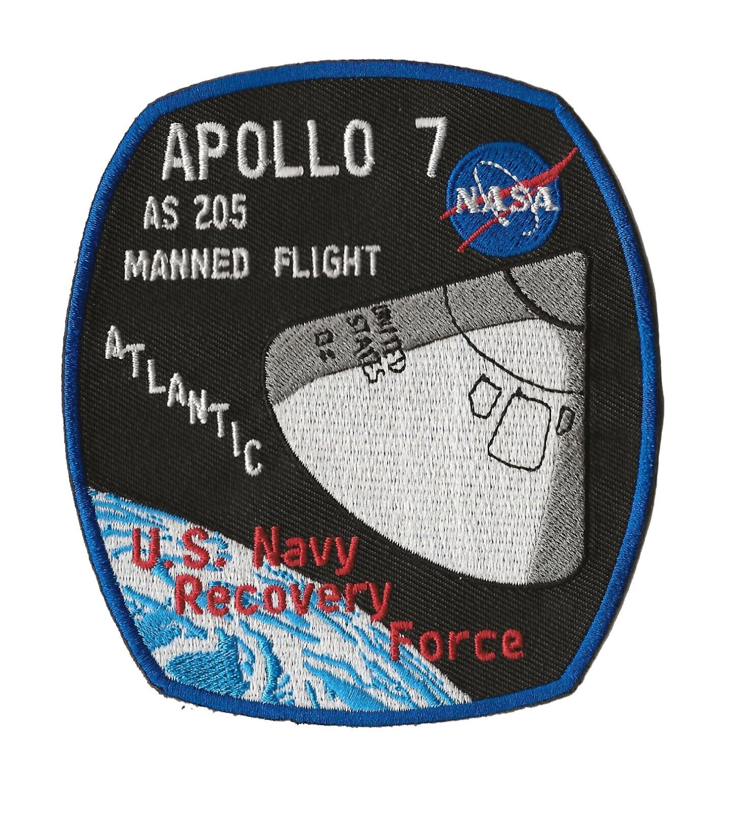 Apollo 7 NASA US Navy space Atlantic recovery force ship patch