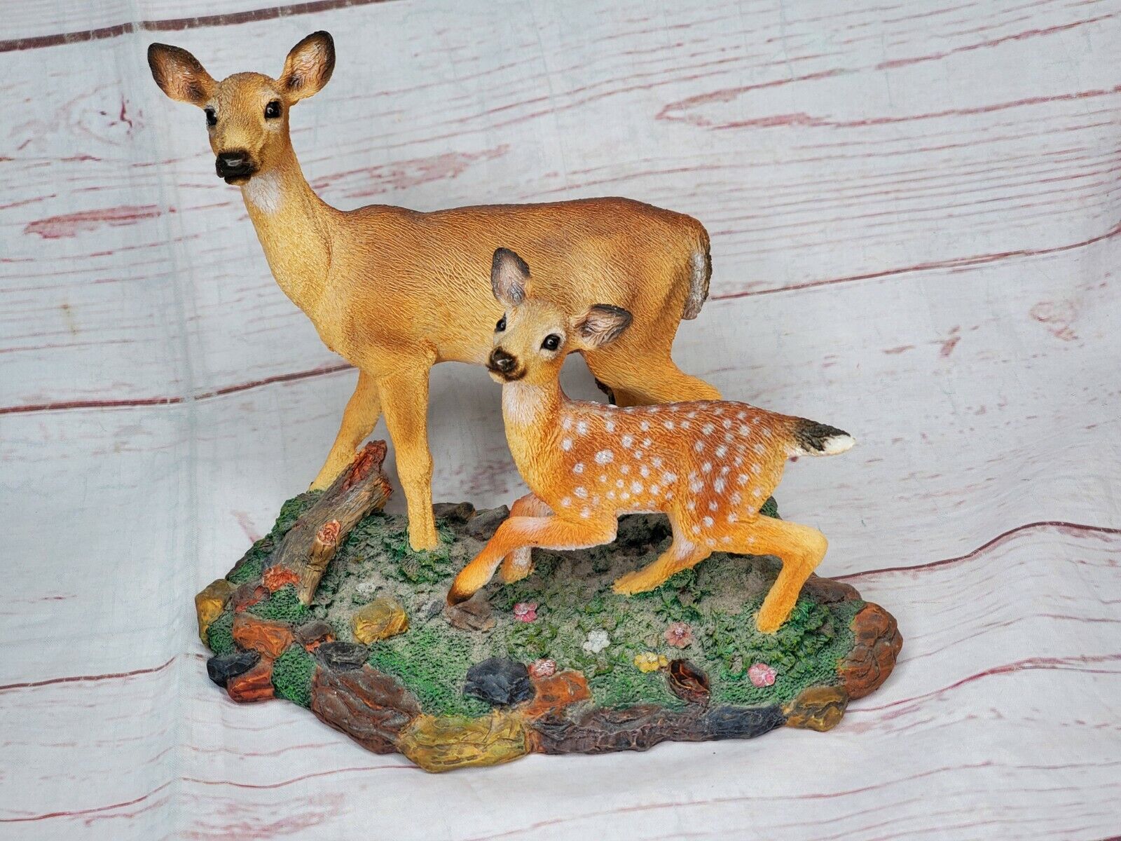 Rare Vintage 1998 Living Stones Inc. Deer & Fawn Spring Interlude Statue Décor 