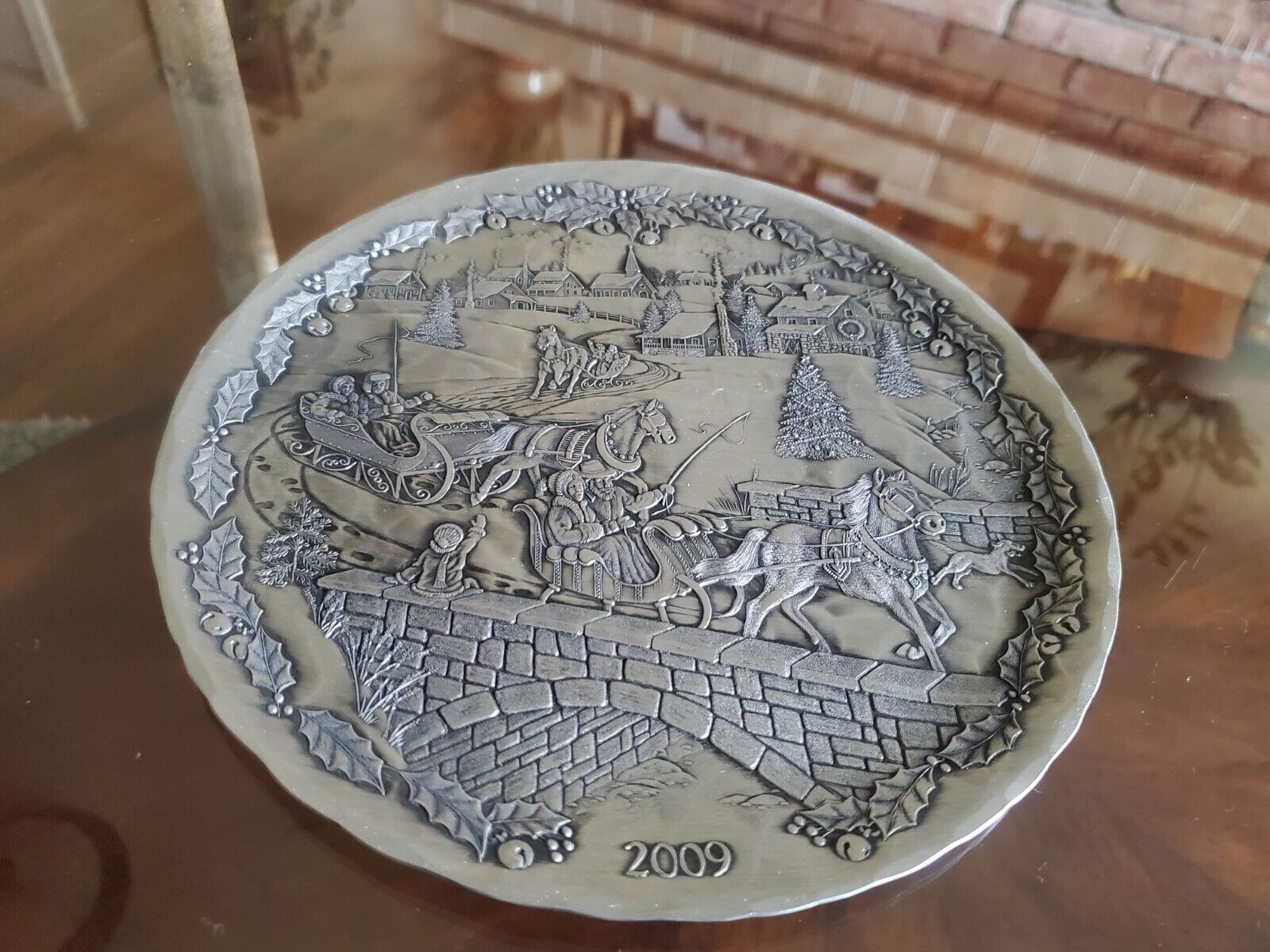 Vintage Wendell August Forge 2009 Sleigh Race Pewter Decorative Plate