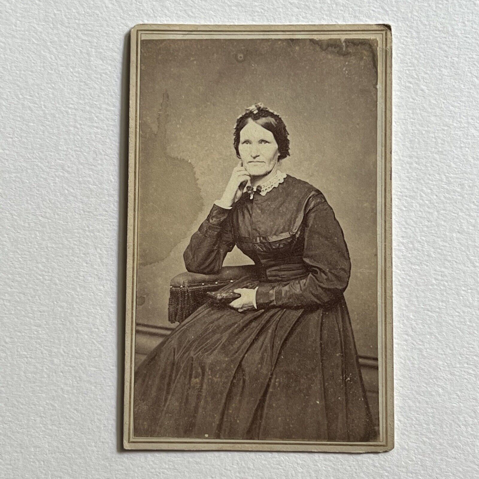 Antique CDV Photograph Mature Woman Book ID Clark Kimberly Jamestown NY