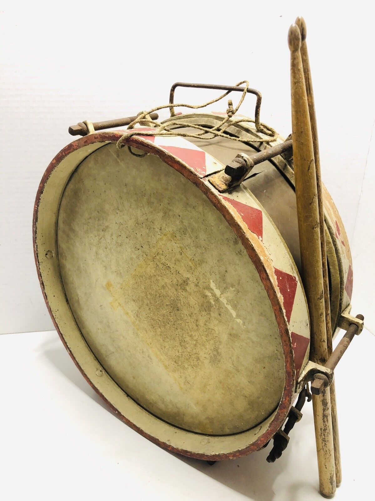 Original WW2 German Youth HJ Snare Drum w/ Drumsticks