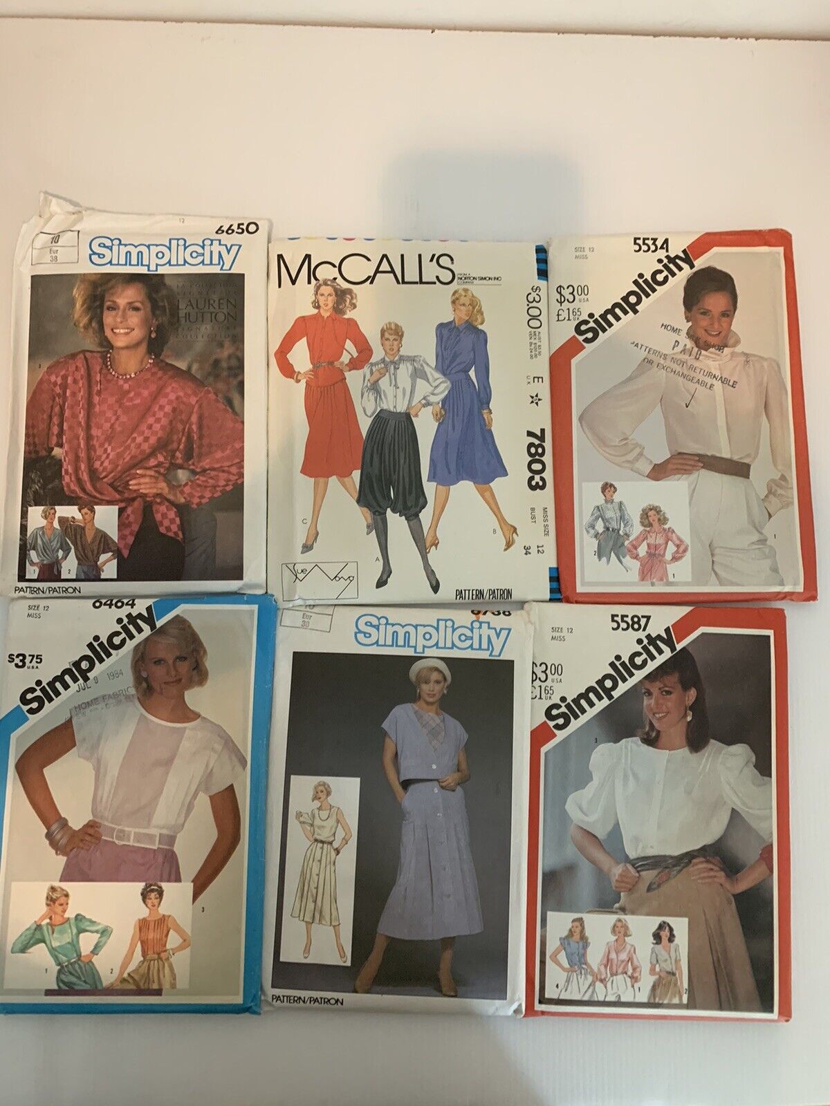 Lot Of 6 Simplicity & McCalls Sewing Patterns Vintage Women’s 1980’s Retro