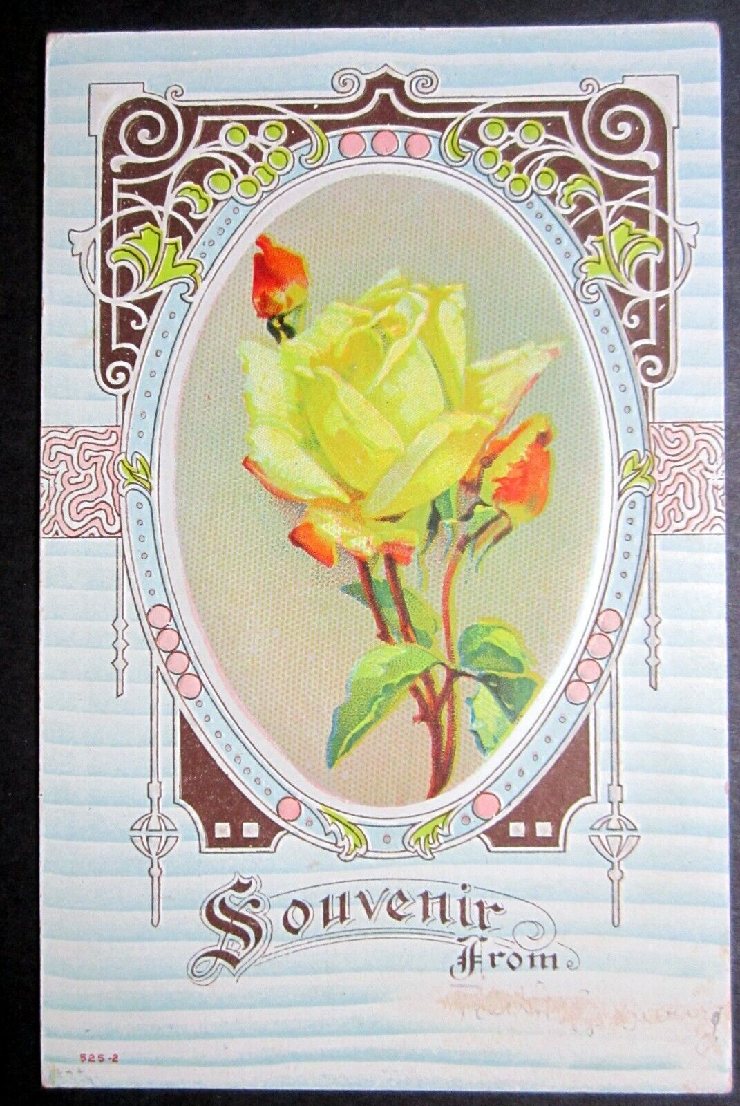 Souvenir Yellow Rose Postcard Antique Image Retro Coloring Divided Back PC 2864