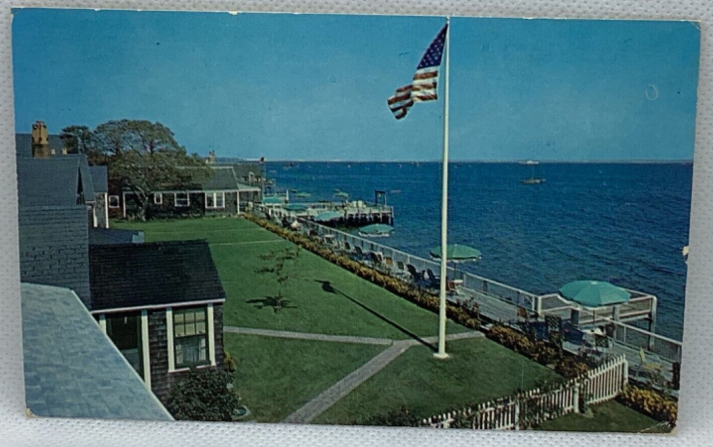 Postcard Masthead US Flag at tip of Cape Cod Cottages Provincetown 1976 MA F176