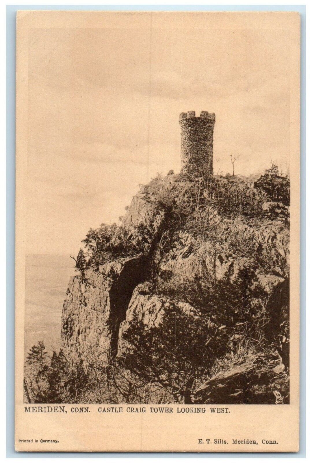 c1905 Castle Craig Tower Looking West Meriden Connecticut CT Tuck\'s Postcard