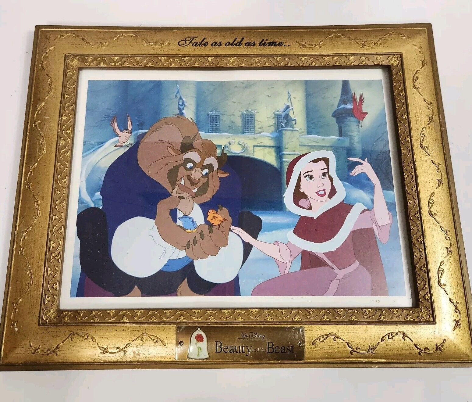 92 Disney’s BEAUTY & THE BEAST Lithograph “Tale As Old As Time” Snow Scene