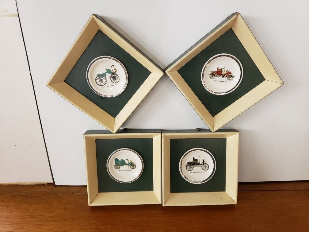 Set of 4 B&S Creations Framed Antique Cars Automobiles Wall Decor Hangings, NY