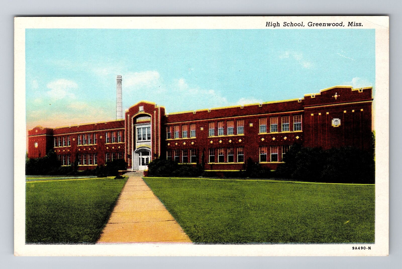 Greenwood MS-Mississippi, High School, Antique, Vintage Souvenir Postcard
