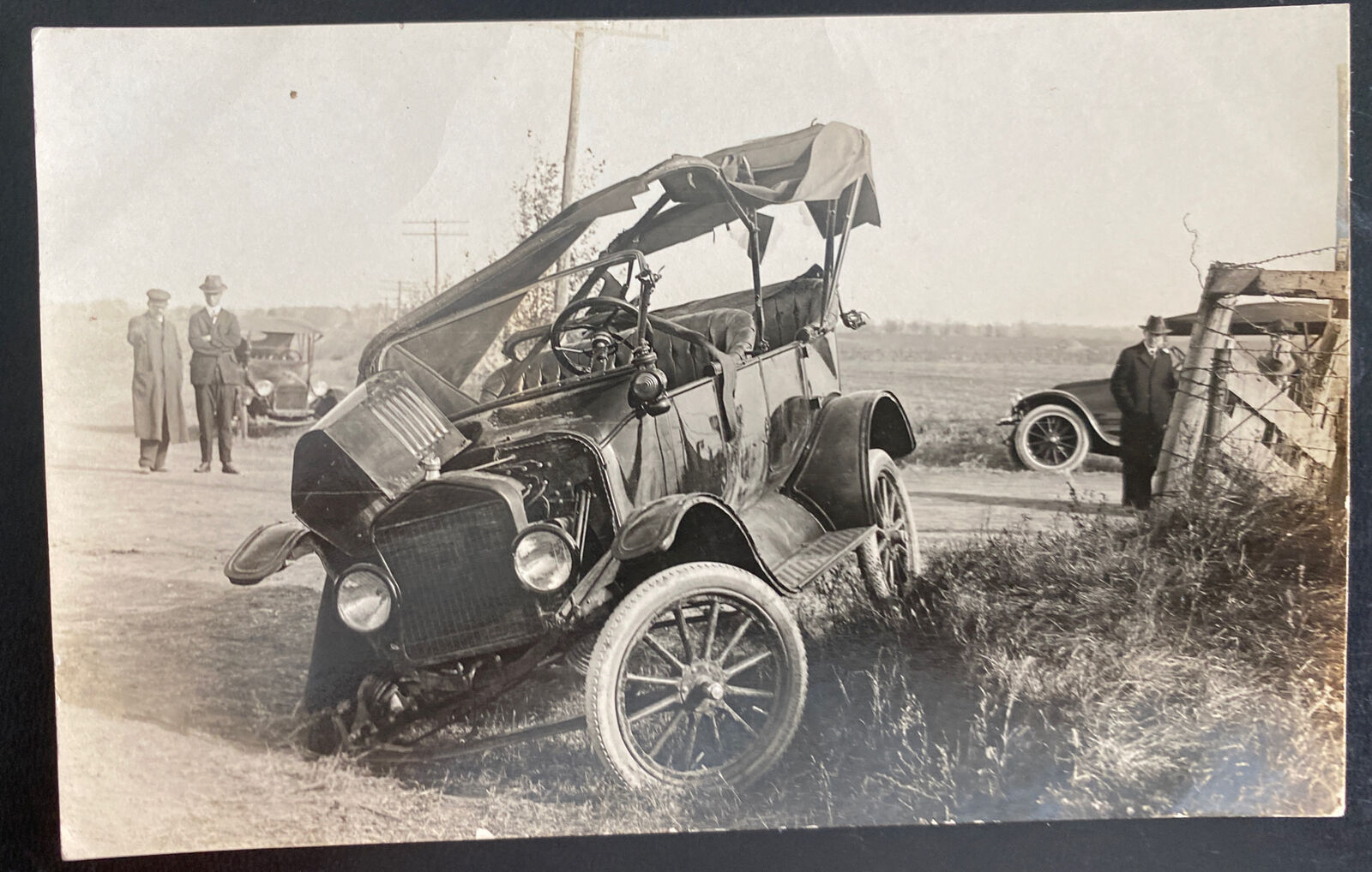 Mint USA Real Picture Postcard RPPC Early Automobile Car accident