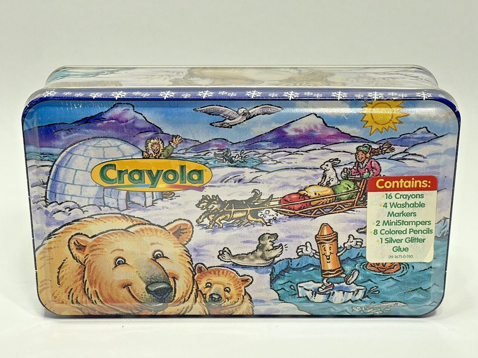 Crayola Crayon Tin - 1998 Polar Bear Winter Holidays - Collector Crayon Set -NEW