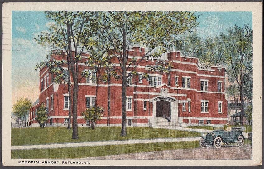 The Memorial Armory at Rutland VT postcard 1922