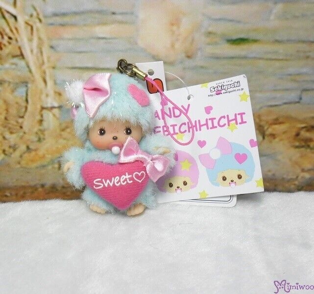 294340 Monchhichi Baby Bebichhichi Phone Strap Mascot ~ Candy Sweet Boy ~ RARE ~