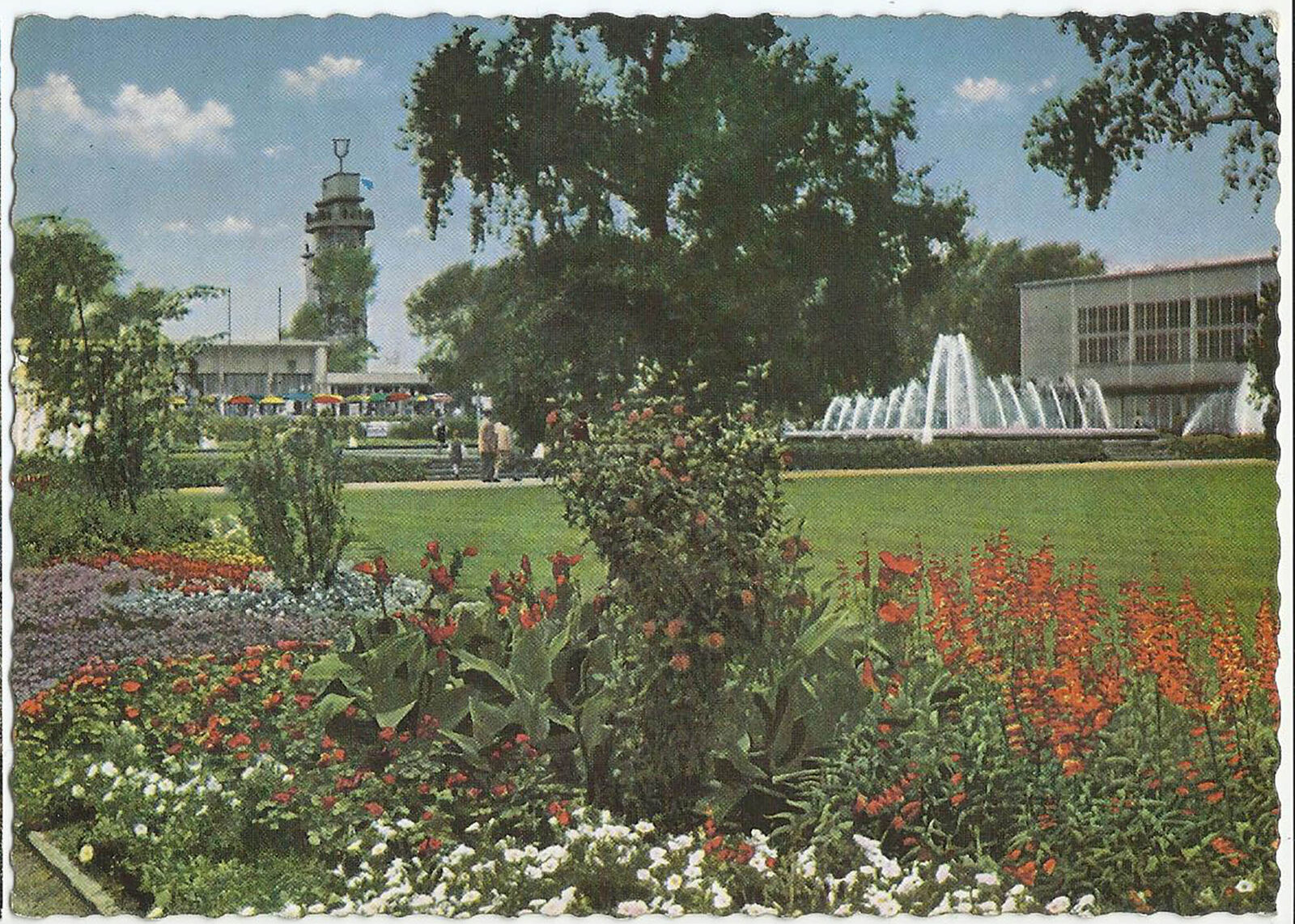 Essen Germany, Vintage PC, Grugapark-Big Flower Garden, 1958