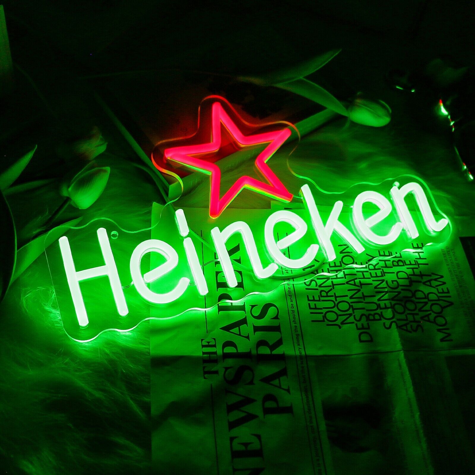 Heineken LED Neon Sign, Dimmable Bar Decor for Home, Man Cave, Club, Party