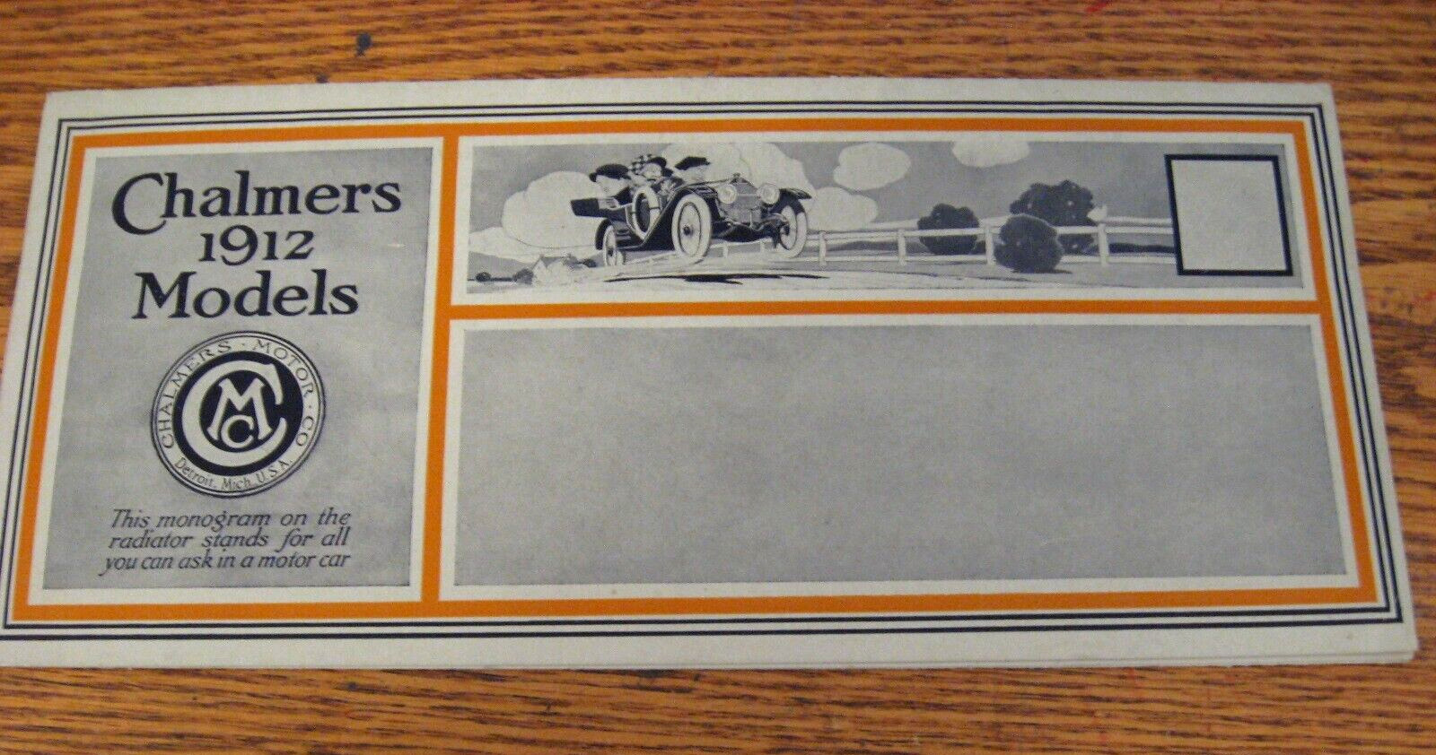 1912 Chalmers Motor Car Orphan Brochure, Detroit, Original