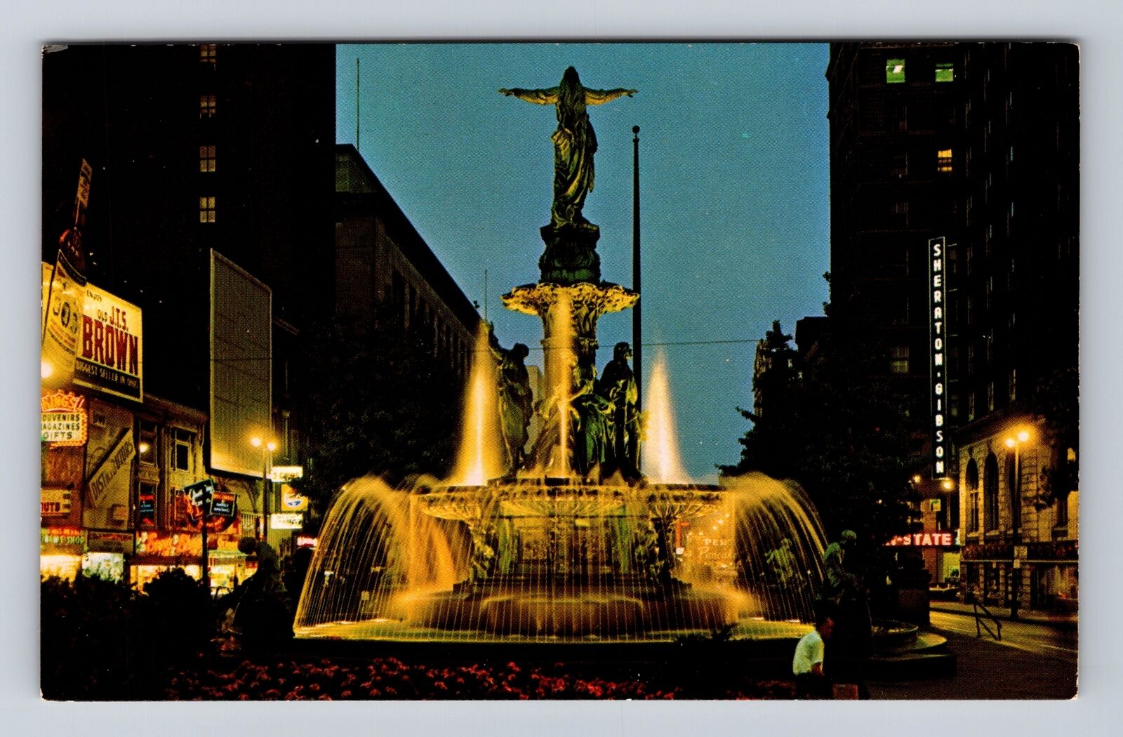 Cincinnati OH-Ohio, Fountain Square, Antique Vintage Souvenir Postcard