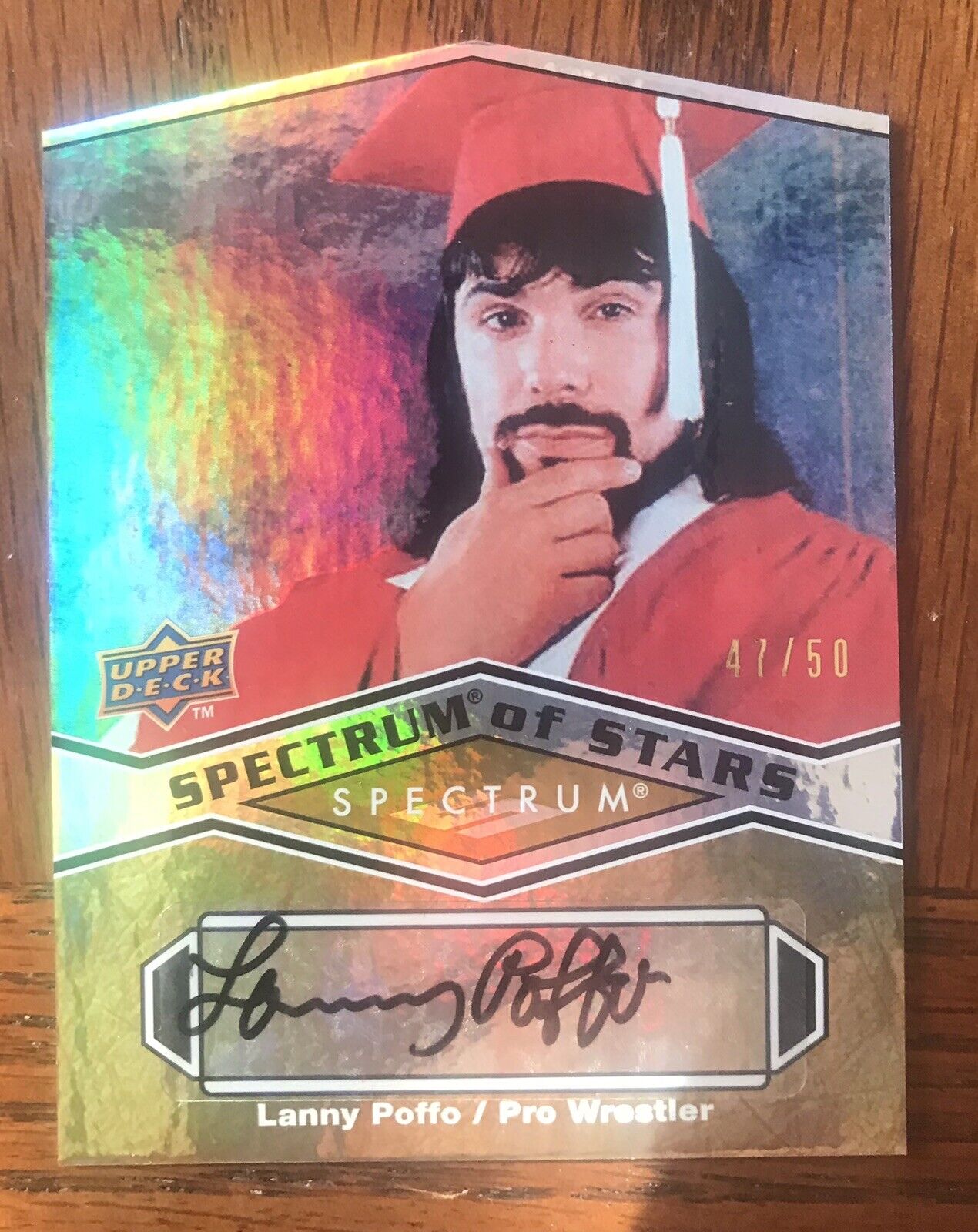 Leaping LANNY POFFO 2009 UPPER DECK Spectrum Of STARS Autograph  47/50  WWF