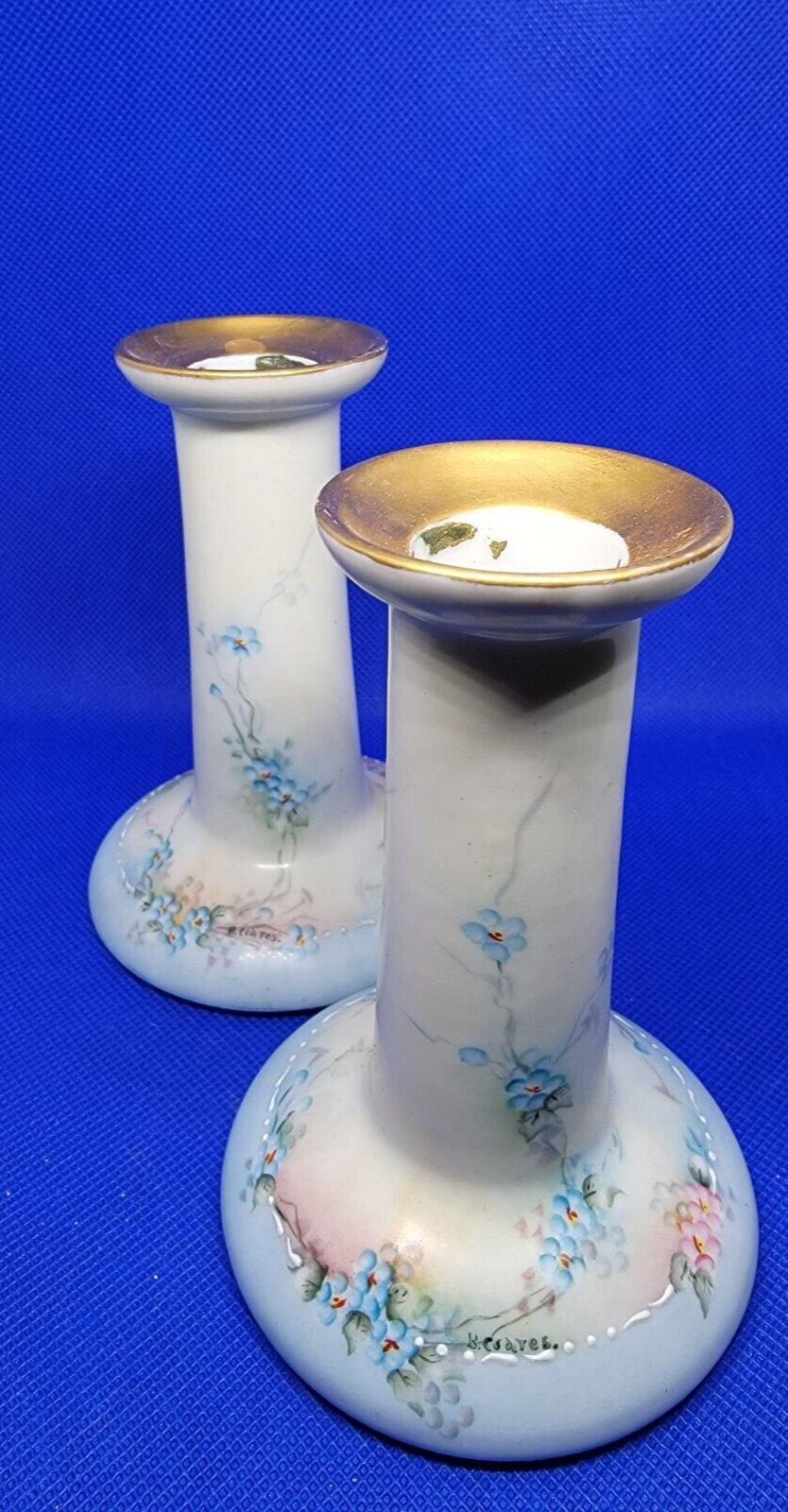 B & C Set  of Limoges Floral Hand Painted and signed