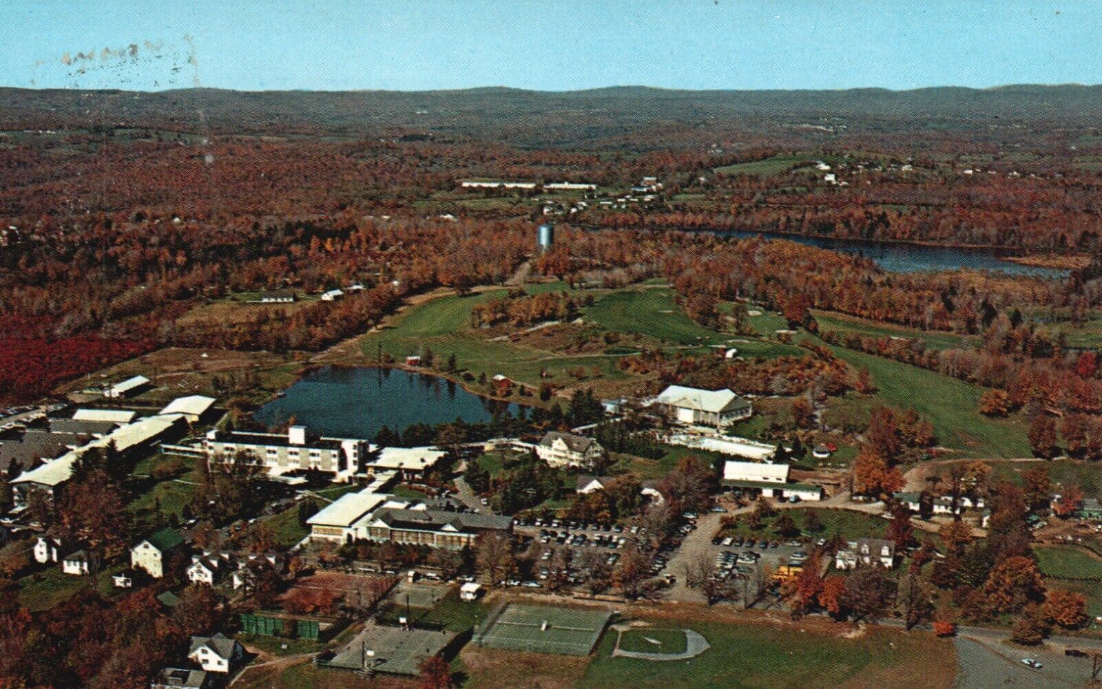 Postcard NY Monticello Kutshers Country Club Air View Chrome Vintage PC K889