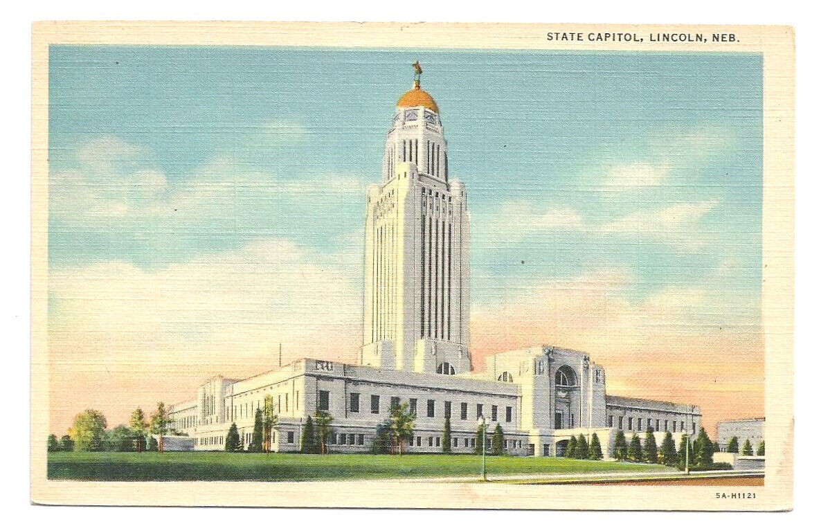 Lincoln NE Postcard Nebraska Capitol Linen
