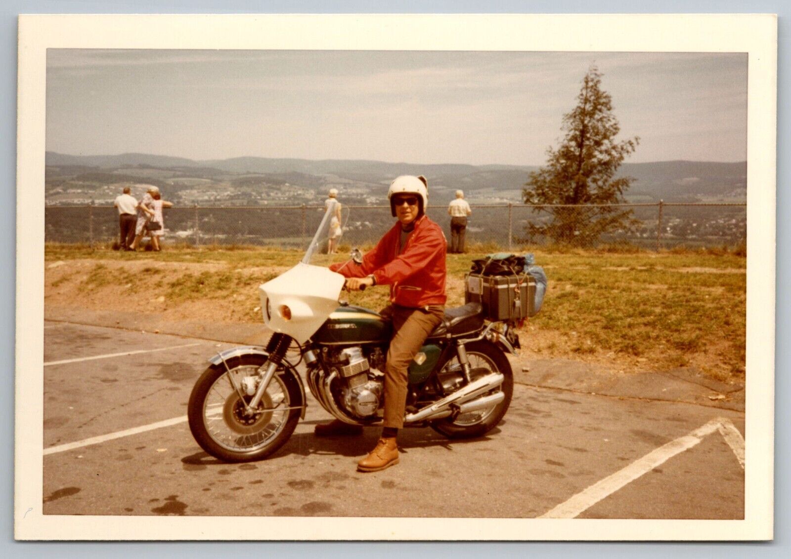 guy on Motorcycle Vintage Snapshot Photo 1970 Honda cb750