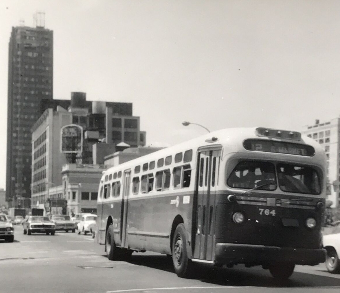 1970s SEPTA Bus #764 Market Route 12 B&W Photograph Philadelphia PA