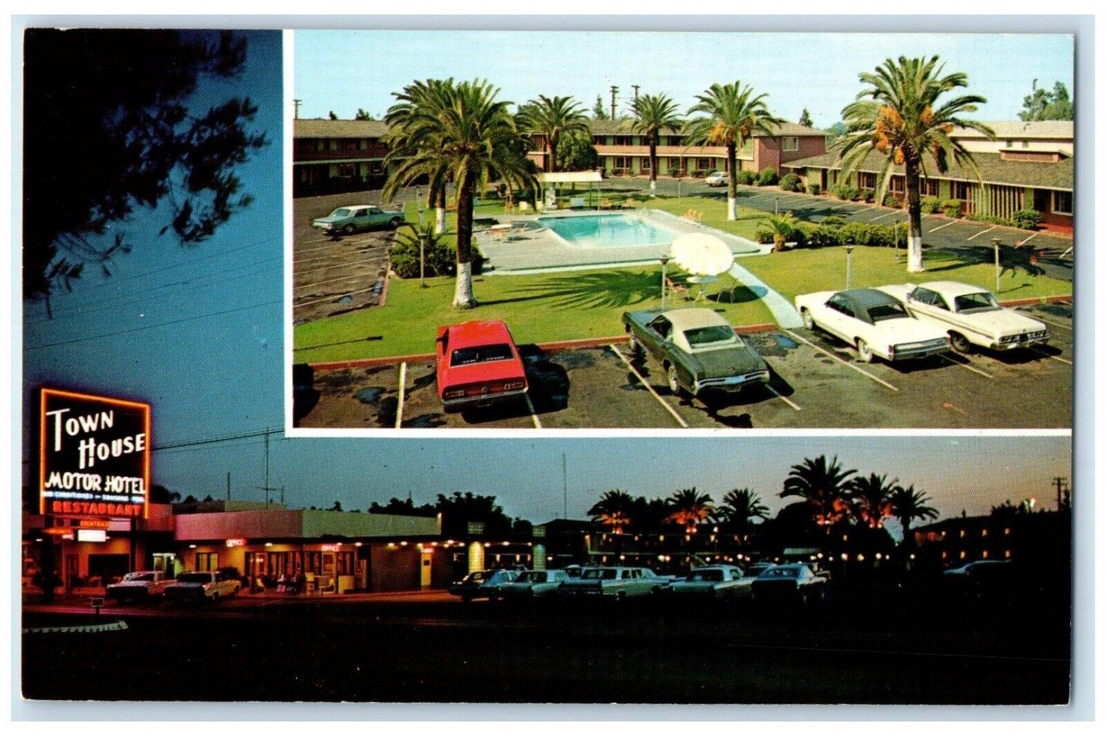 c1950\'s Town House Motel Fresno California CA Dual View Vintage Postcard