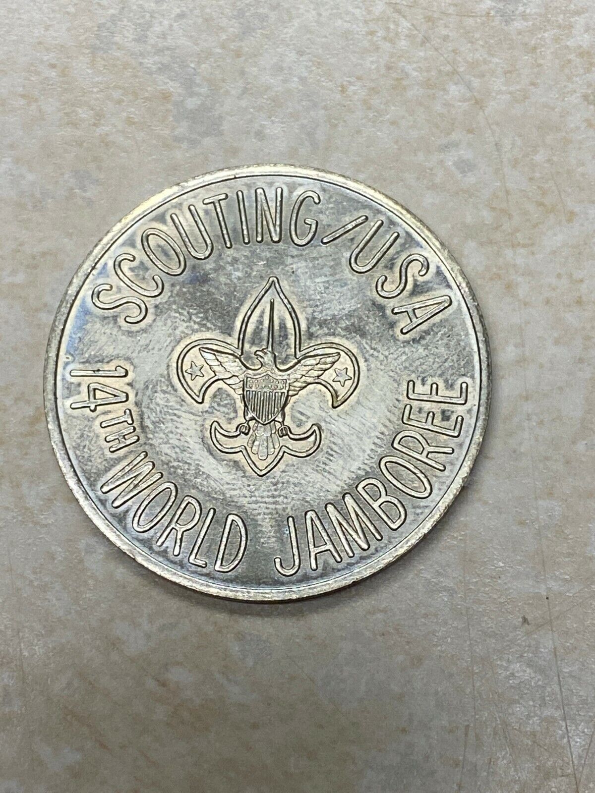 1975 14th World Jamboree USA Contingent Coin w/ Scout Law