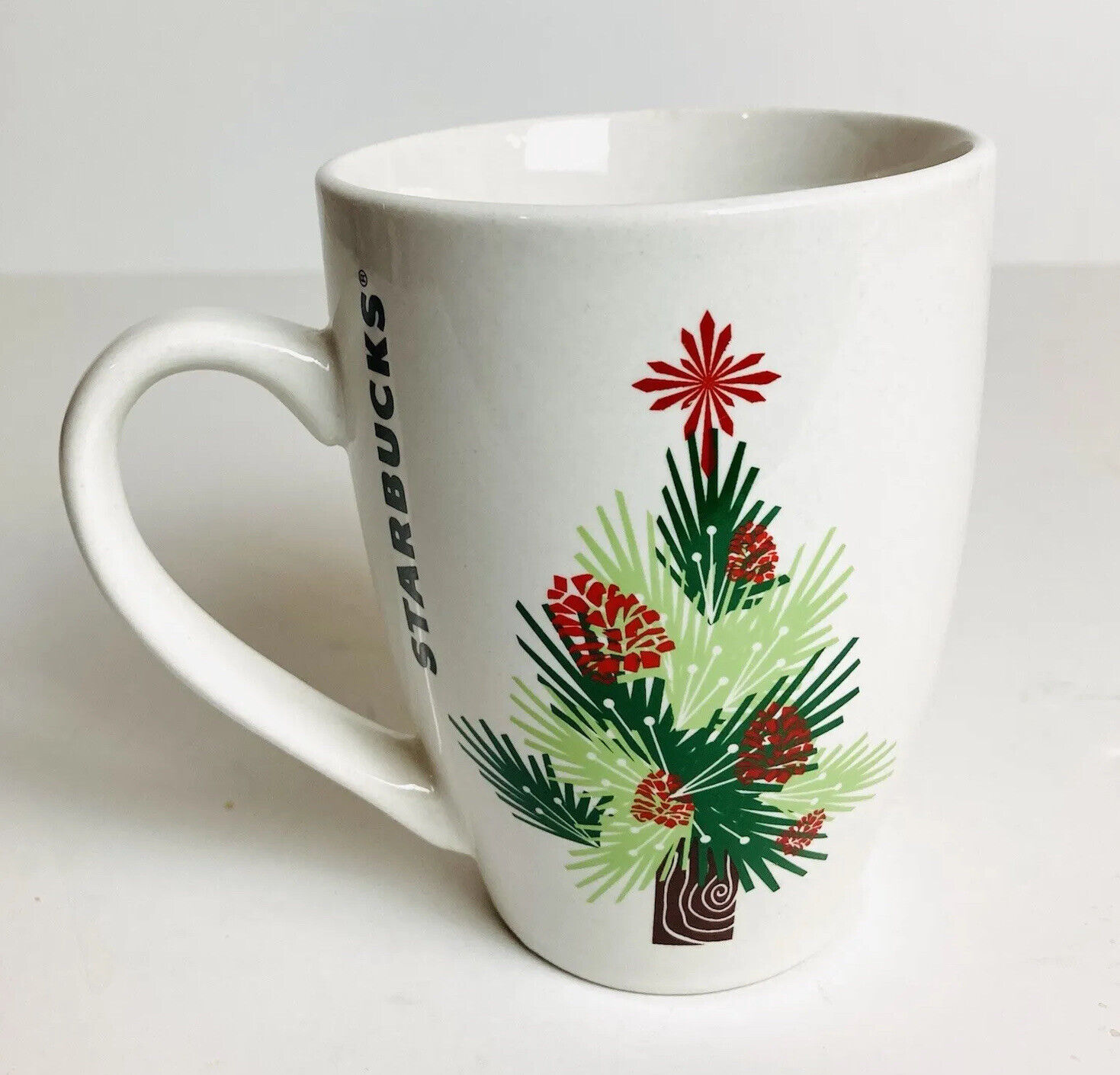 Starbucks Christmas Tree Holiday Mug White Coffee Mugs 16 oz Cup 2011