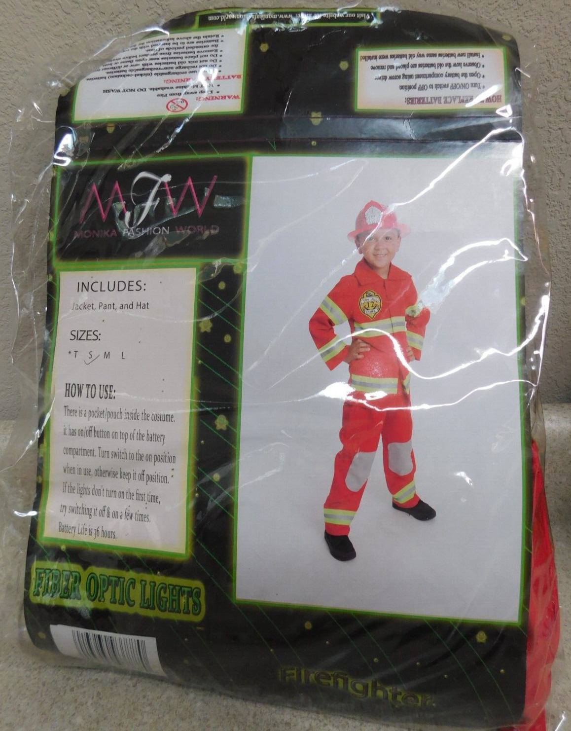 Monika Fashion World Firefighter Costume Kids Small Fiber Optic Lights