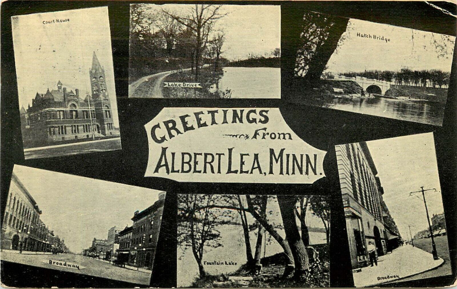 c1914 Multi-view Postcard; Greetings  Albert Lea MN Freeborn Co. Pts of Interest