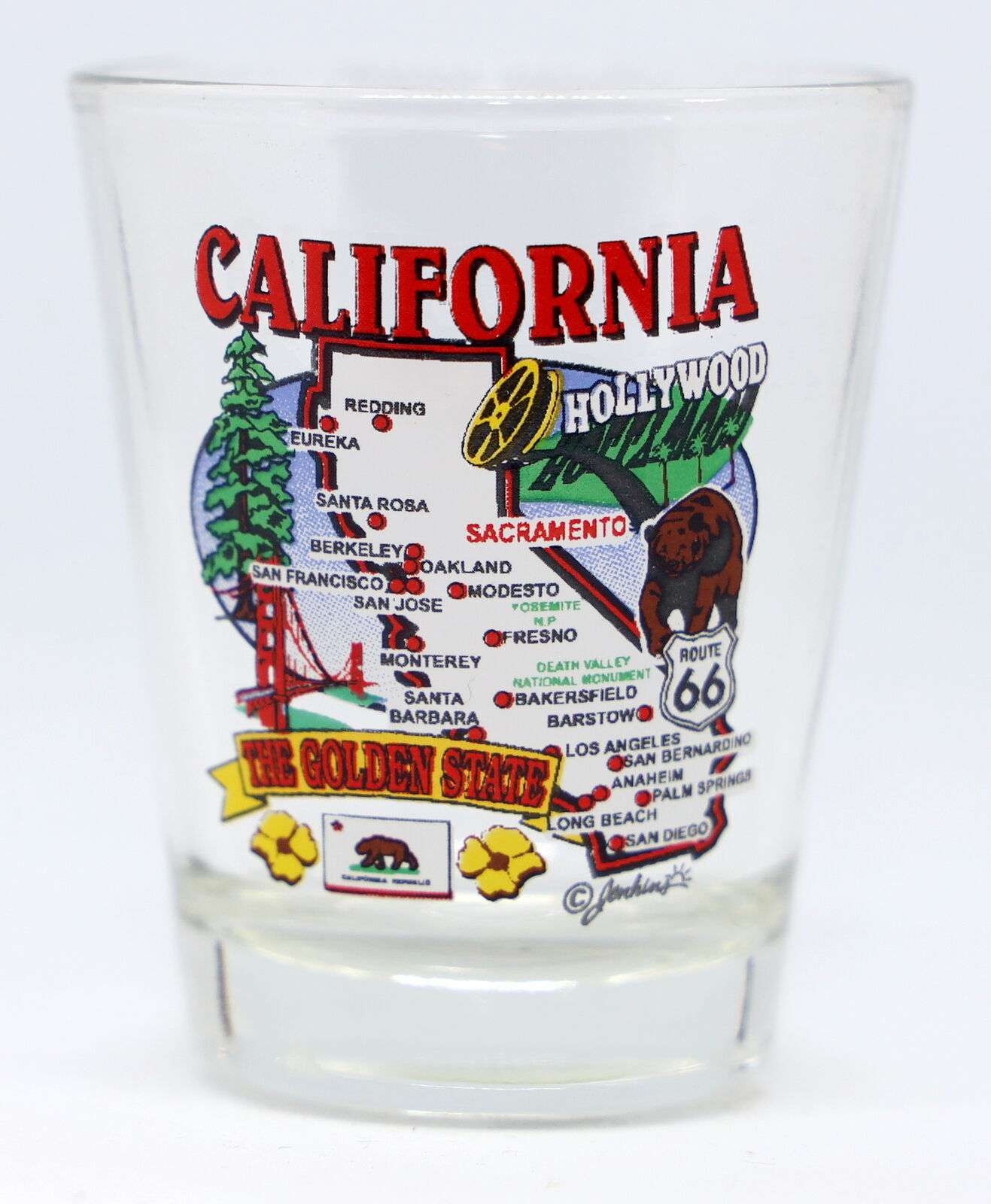 CALIFORNIA STATE ELEMENTS MAP SHOT GLASS SHOTGLASS