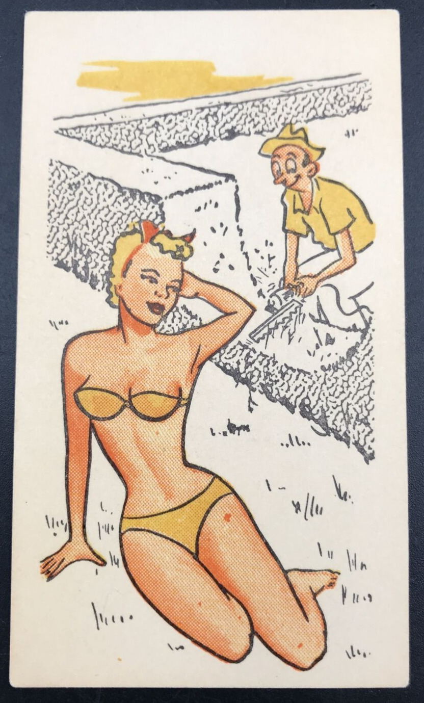 c1940s-50s State Hill Beer Garden Risque Bikini w/Neighbor Peeping Tom Comic Ad