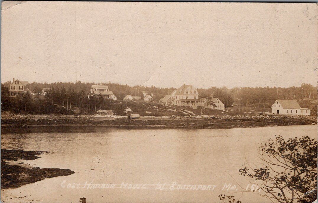 1918, Cozy Harbor House, WEST SOUTHPORT, Maine Real Photo Postcard